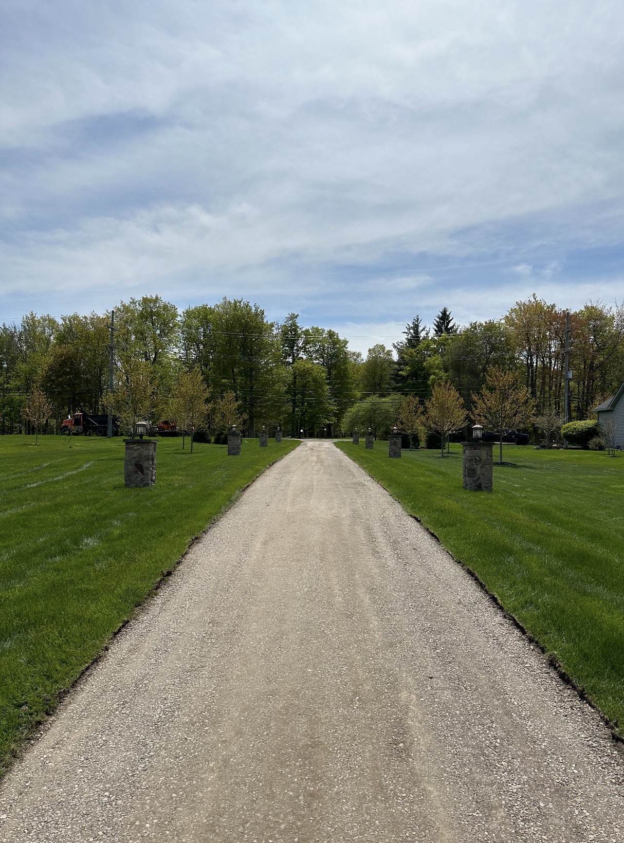 Long stone driveway graded through a country property